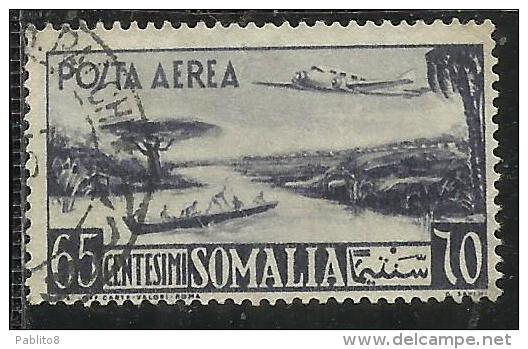 SOMALIA AFIS 1950 - 1951 POSTA AEREA AIR MAIL VEDUTA VIEW CENT. 65 C USATO USED OBLITERE´ - Somalia (AFIS)