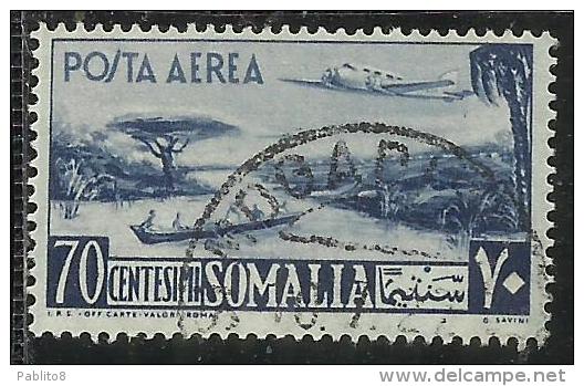 SOMALIA AFIS 1950 - 1951 POSTA AEREA AIR MAIL VEDUTA VIEW CENT. 70 C USATO USED OBLITERE´ - Somalia (AFIS)