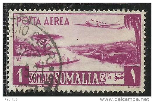 SOMALIA AFIS 1950 - 1951 POSTA AEREA AIR MAIL VEDUTA VIEW SOMALO 1 S USATO USED OBLITERE´ - Somalia (AFIS)