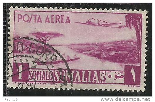 SOMALIA AFIS 1950 - 1951 POSTA AEREA AIR MAIL VEDUTA VIEW SOMALO 1 S USATO USED OBLITERE´ - Somalia (AFIS)