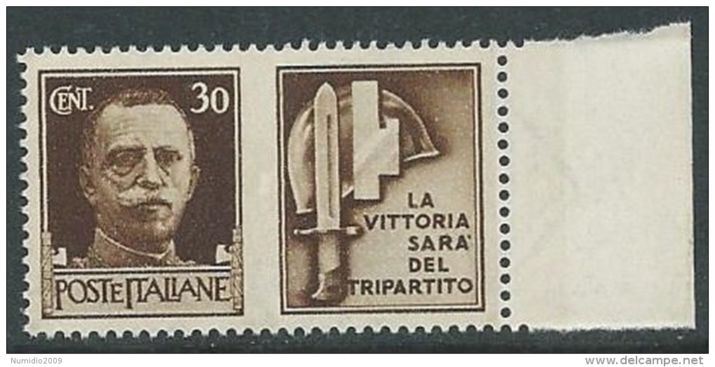 1942 REGNO PROPAGANDA DI GUERRA 30 CENT MNH ** - VA06-2 - War Propaganda