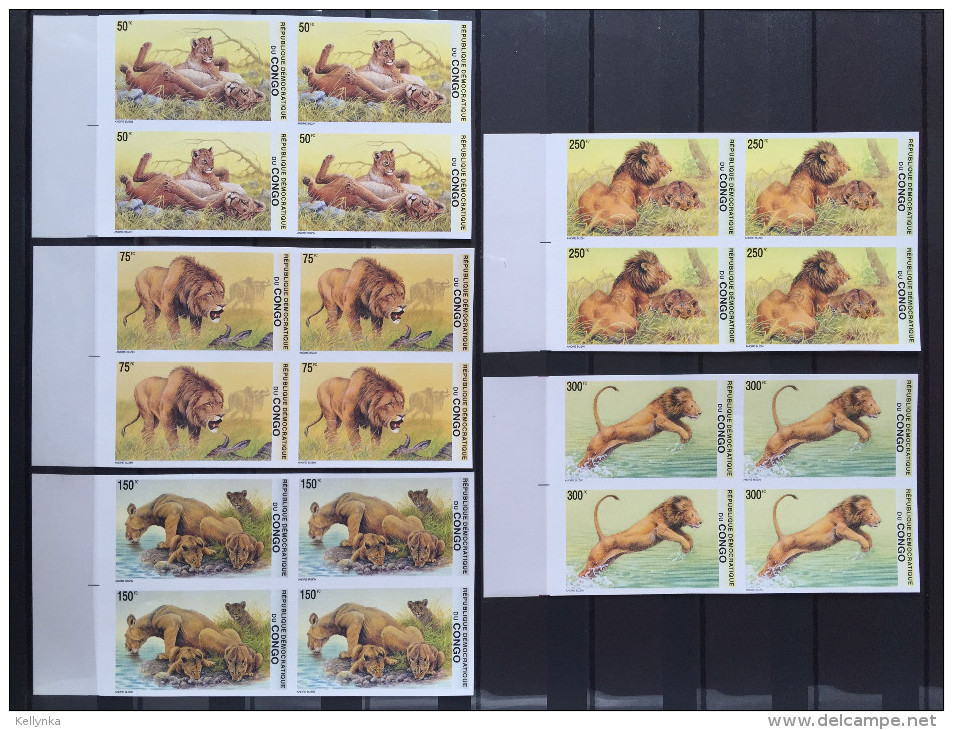 République Démocratique Du Congo - 2094/2098 - Bloc De 4 - Non Dentelé - Imperforated - Lions - Buzin - 2002 - MNH - Ungebraucht