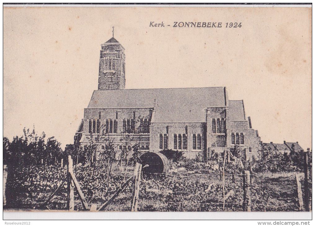 ZONNEBEKE : Kerk - 1924 - Zonnebeke