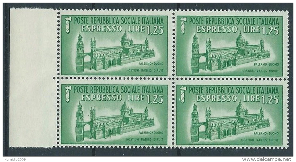 1944 RSI ESPRESSO DUOMO DI PALERMO QUARTINA MNH ** - VA11-3 - Posta Espresso