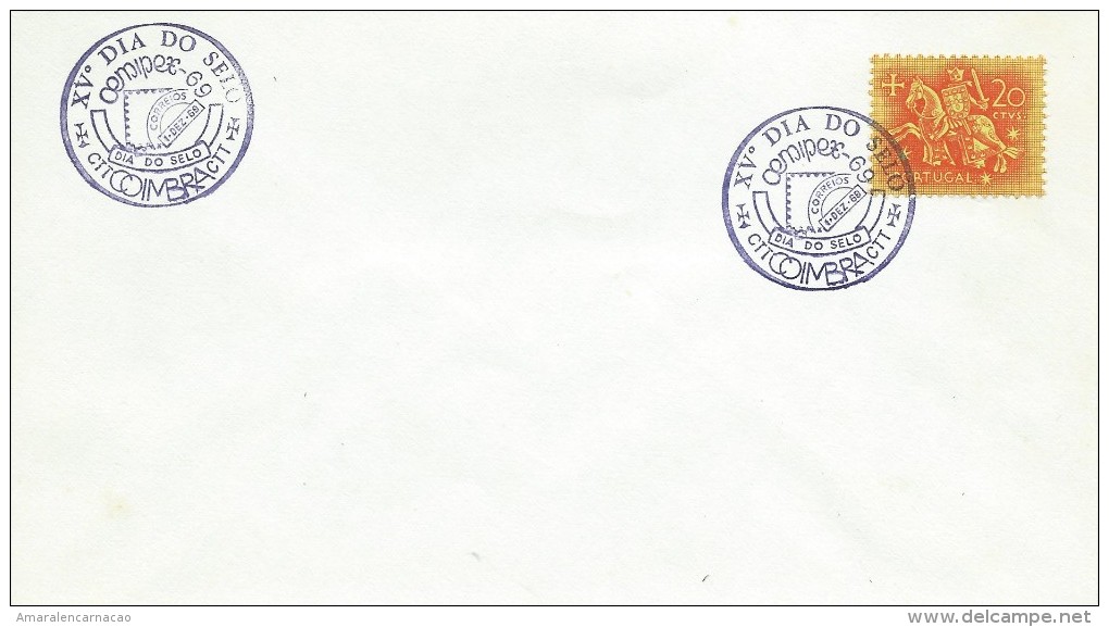 TIMBRES - STAMPS - MARCOPHILIE - PORTUGAL - XV JOUR DU TIMBRE  - CACHET 01-12-1969 - COIMBRA - Postal Logo & Postmarks