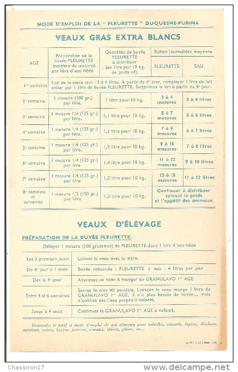 27 - MONTFORT - PUBLICITE  -DUQUESNE-PURINA - élevage De Veaux - Feuille Papier Couleur  20.5 X 13 Cm - Advertising