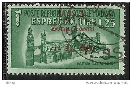 ITALIA REGNO CLN COMITATO LIBERAZIONE NAZIONALE AOSTA 1944 REPUBBLICA SOCIALE ESPRESSO LIRE 50 SU 1,25 USATO USED - Comitato Di Liberazione Nazionale (CLN)