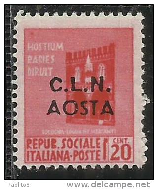 REPUBBLICA SOCIALE 1944 SOPRASTAMPATO D´ITALIA CLN AOSTA TAMBURINI CENTESIMI 20 MNH - Comitato Di Liberazione Nazionale (CLN)