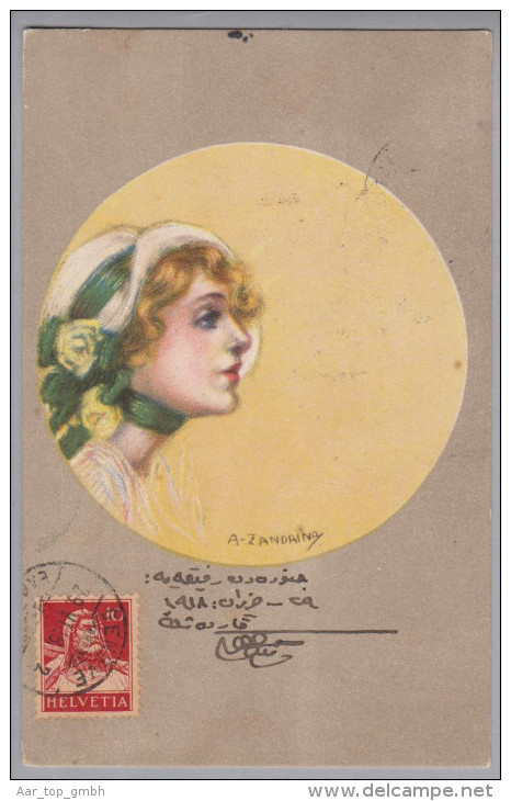 Motiv Künstlerkarte A.Zandrino #16-3 1918-06-29 Genf>Türkei - Zandrino