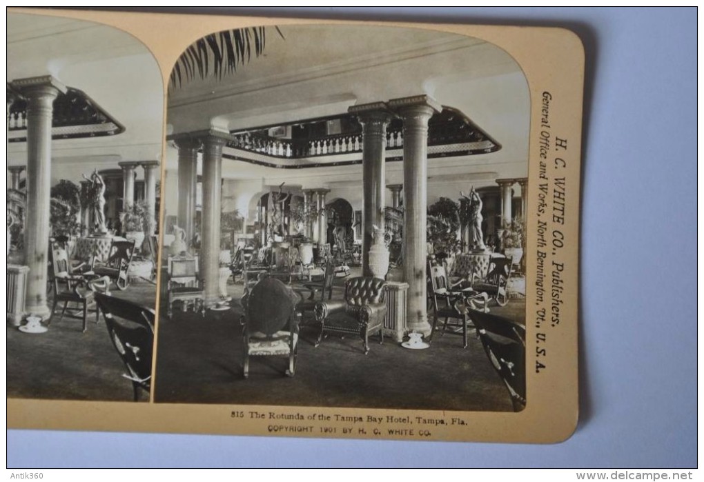 Photographie XIXème Vue Stéréoscopique The Rotunda Of The Tampa Bay Hotel, Tampa, Florida, USA - Stereo-Photographie