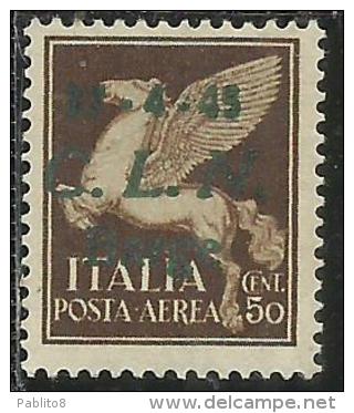 CLN BARGE COMITATO DI LIBERAZIONE NAZIONALE REPUBBLICA SOCIALE 1945 POSTA AEREA AIR MAIL CENT. 50 MNH - Comitato Di Liberazione Nazionale (CLN)