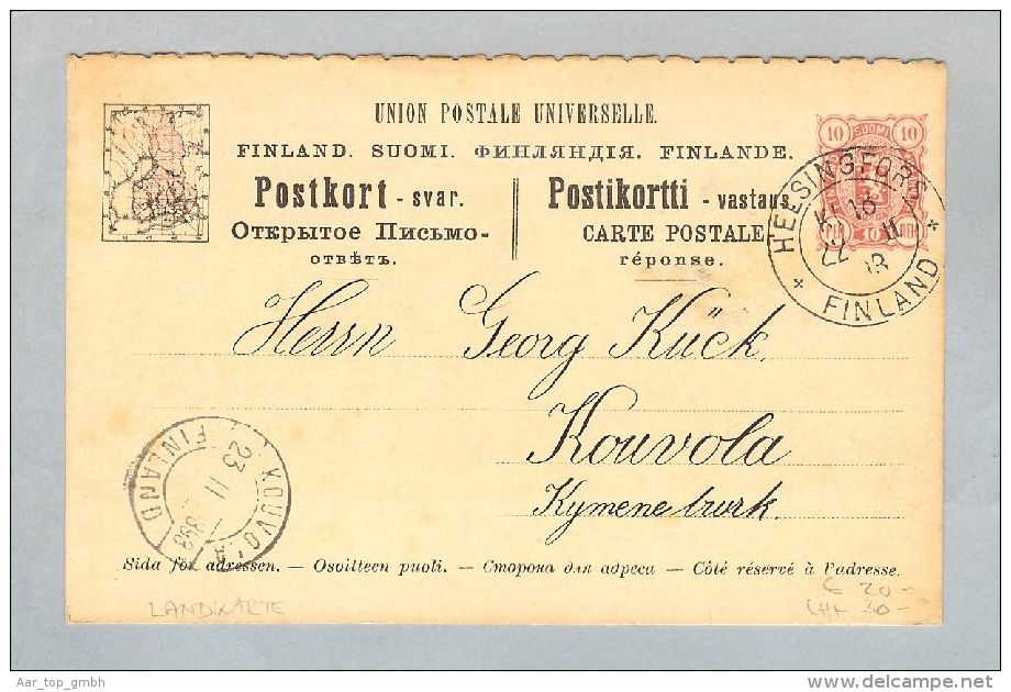 Motiv Landkarten 1898-02-23 Bild Ganzs. Finnland 10 Kop. - Postal Stationery