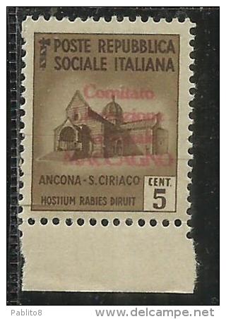 REPUBBLICA SOCIALE CLN MACCAGNO COMITATO DI LIBERAZIONE NAZIONALE 1945 CENT. 5  MNH - Nationales Befreiungskomitee