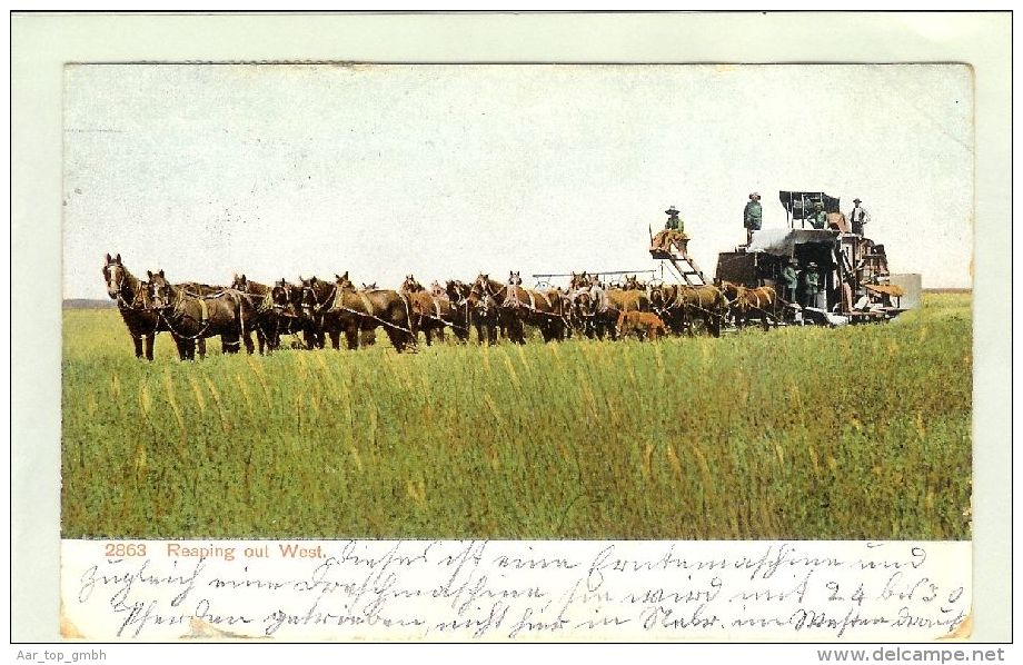 Motiv Landwirtschaft 1909-06-28 AK USA Mähdrescher - Tracteurs