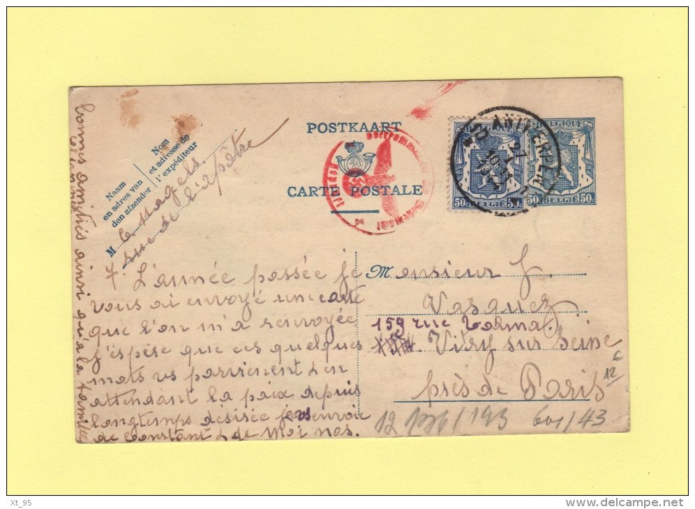 Entier Postal Destination France - 1944 - Courrier Verifie Encre Symphatique - Briefkaarten 1934-1951