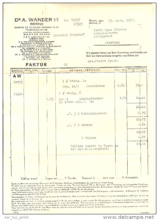 MOTIV Lebensmittel 1937-09-16 CH Brief Frei-O Dr.A.Wander AG - Frankiermaschinen (FraMA)