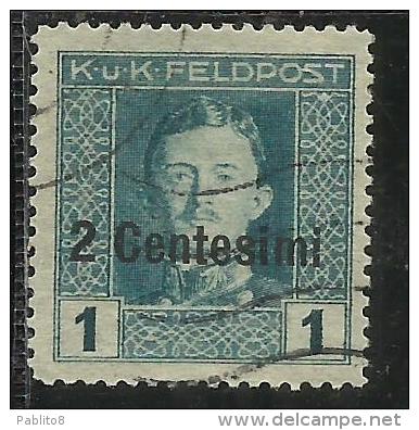 OCCUPAZIONE AUSTRIACA 1918 CENT. 2 SU 1 H USATO USED OBLITERE´ - Oostenrijkse Bezetting