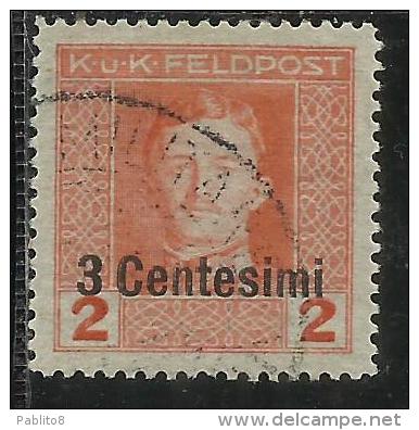 OCCUPAZIONE AUSTRIACA 1918 CENT. 3 SU 2 H USATO USED OBLITERE´ - Austrian Occupation