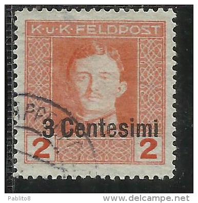 OCCUPAZIONE AUSTRIACA 1918 CENT. 3 SU 2 H USATO USED OBLITERE´ - Austrian Occupation