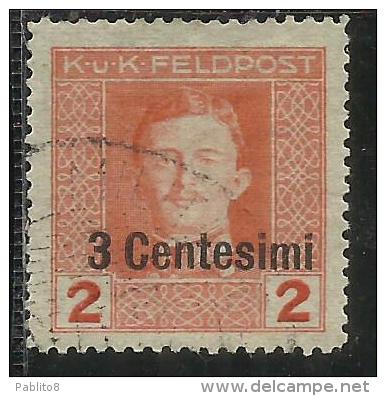 OCCUPAZIONE AUSTRIACA 1918 CENT. 3 SU 2 H USATO USED OBLITERE´ - Austrian Occupation