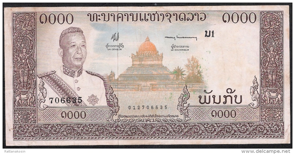 LAOS  P14a   1000  KIP   1963 Signaure 5    VF - Laos