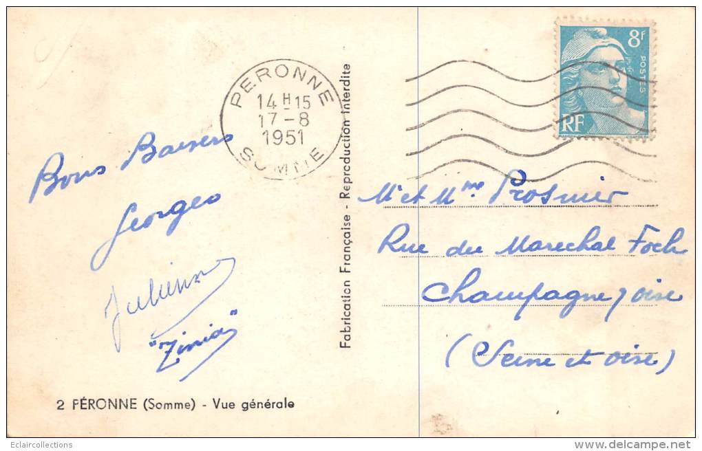 Péronne    80    Vue Générale  Année 50 - Peronne