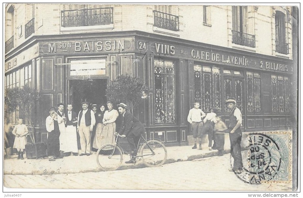 VANVES (92) Carte Photo Devanture Maison Baissin Angle Rues Sadi Carnot Jean Jaures - Vanves