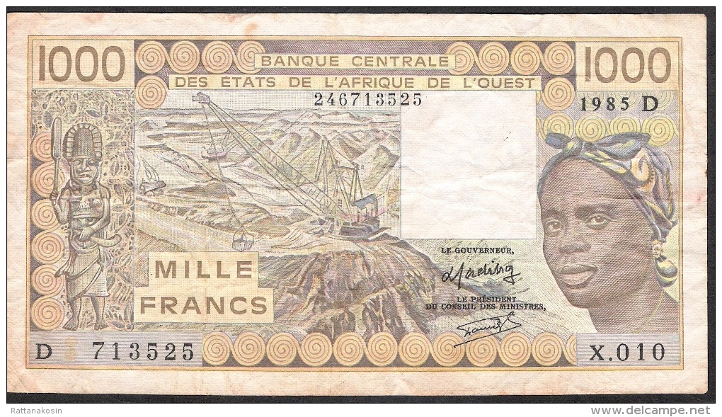 W.A.S. MALI P406Df 1000 FRANCS 1985    VF - Mali