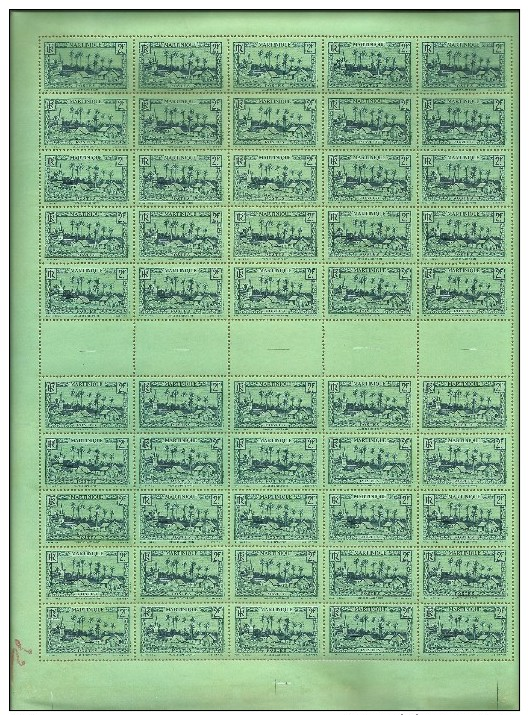 1933-38 MARTINICA PLIEGO COMPLETO DE 50 SELLOS , Nº 150 YVERT - Hojas Y Bloques