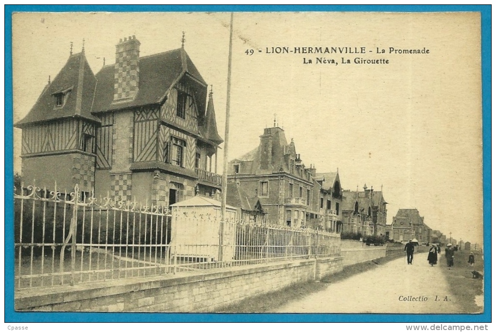 CPA 14 LION (sur-Mer) - HERMANVILLE - La Promenade - (Villa) La Néva, La Girouette ° Collection I. A. - Autres & Non Classés