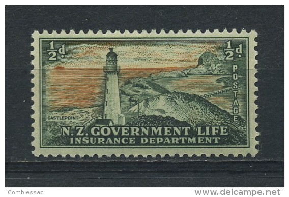 NEW  ZEALAND    1947    Life  Insurance    1/2d  Grey  Green  And  Orange  Red    MH - Unused Stamps