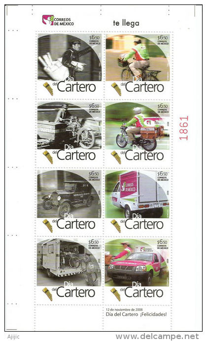 MEXIQUE.Motos Et Vélo Postaux. Histoire De La Distribution Du Courrier. Un Bloc-feuillet Neuf **, Année 2008 - Ciclismo