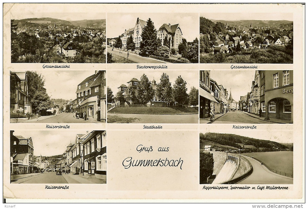 CP De GUMMERSBACH  " Stadhalle , Kaiserstrabe , Diesterwegschule , ..." Cachet BPS 2 De 1955 - Gummersbach