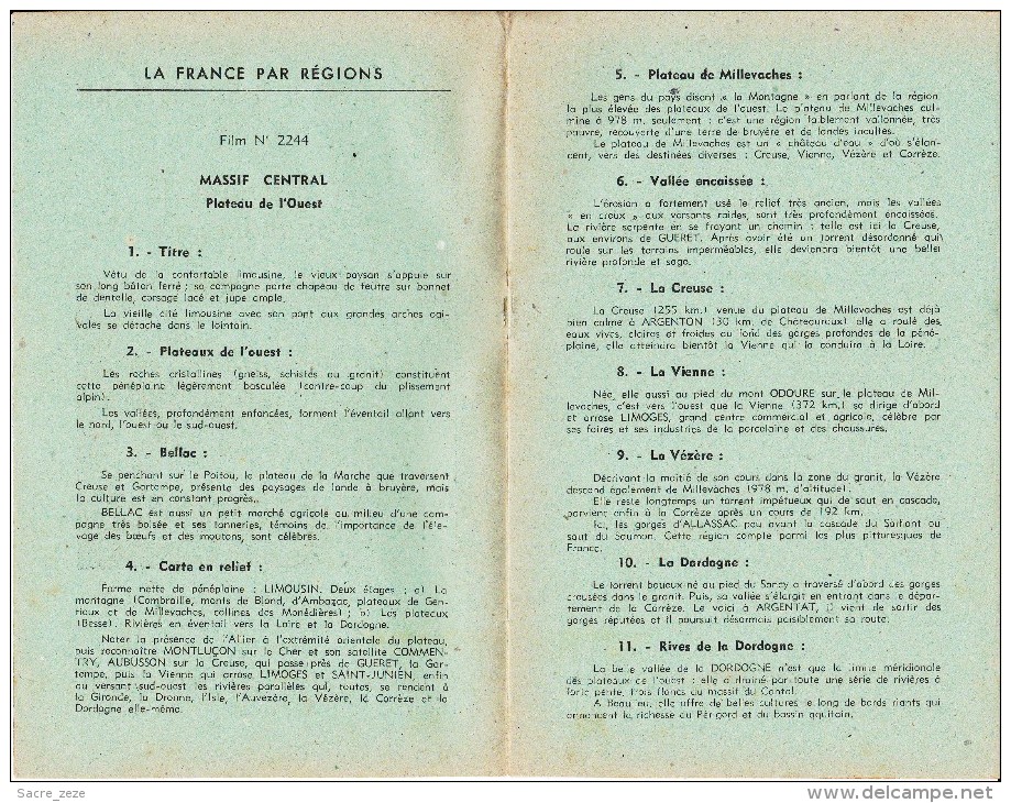 FILM FIXE EDUCATIF 35m/m Avec Son Livret-géographie La France-Massif Central Plateau Ouest - Filme: 35mm - 16mm - 9,5+8+S8mm