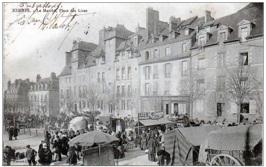 RENNES - Le Marché Place Des Lices, Très Animé     1903  -A1- - Rennes