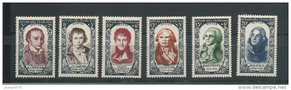 Célébrités Du XVIII° Révolution 867/872 Charnière Légère - Other & Unclassified