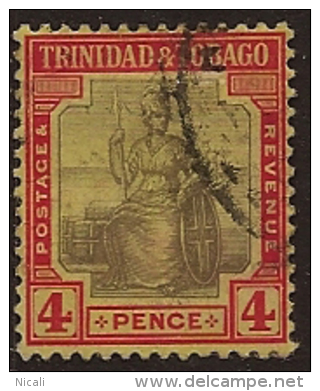 TRINIDAD & TOBAGO 1913 4d Britannia SG152d U TF251 - Trinidad Y Tobago