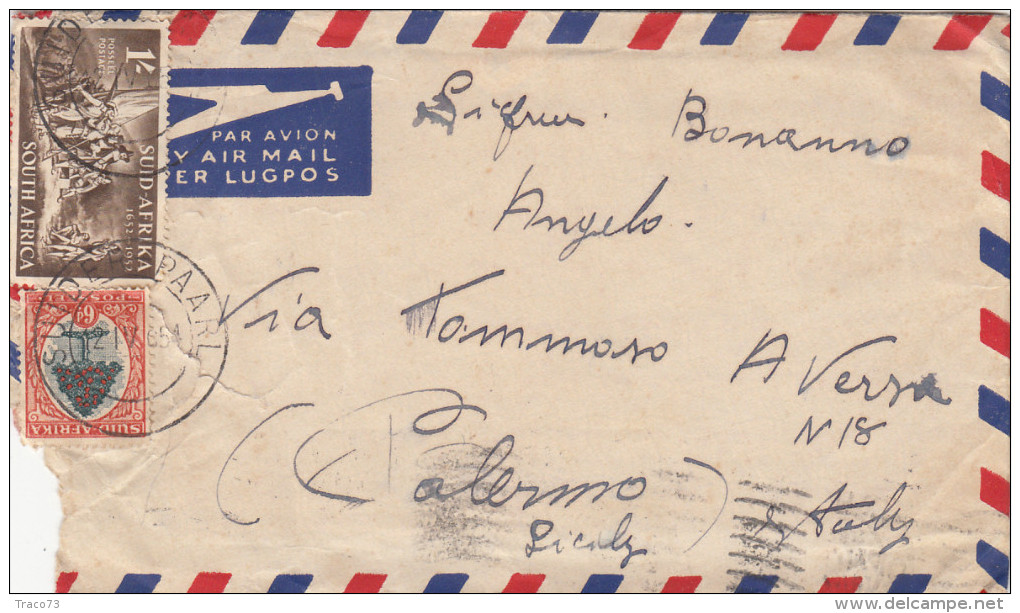 REPUBLIC OF SOUTH AFRICA   /  ITALIA  - AIR MAIL _ 1954 - Luchtpost