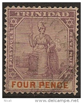 TRINIDAD 1896 4d Britannia SG118 U IT36 - Trinidad & Tobago (...-1961)