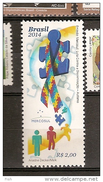 Brazil ** & Brasil 2015  Brasil & Merco-Sul, Luta Contra A Discriminação Autismo 2015 - Unused Stamps