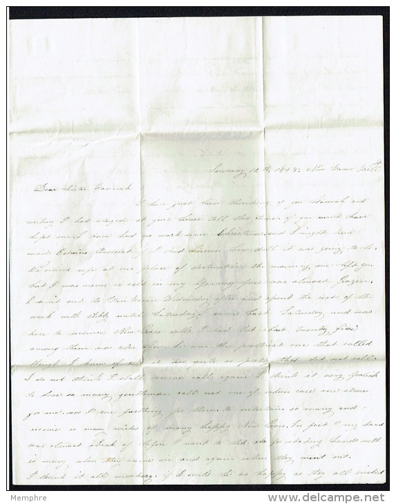 1848  Folded Letter  Red  New Haven CT  Large Red 5 Rate  To  Wallingford  CT -  Family - …-1845 Voorfilatelie