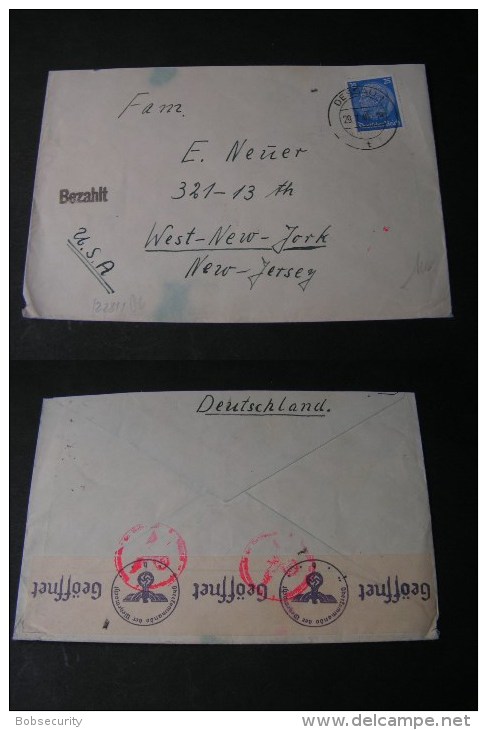 == DR Cv. 1940  New York Zensor - Lettres & Documents