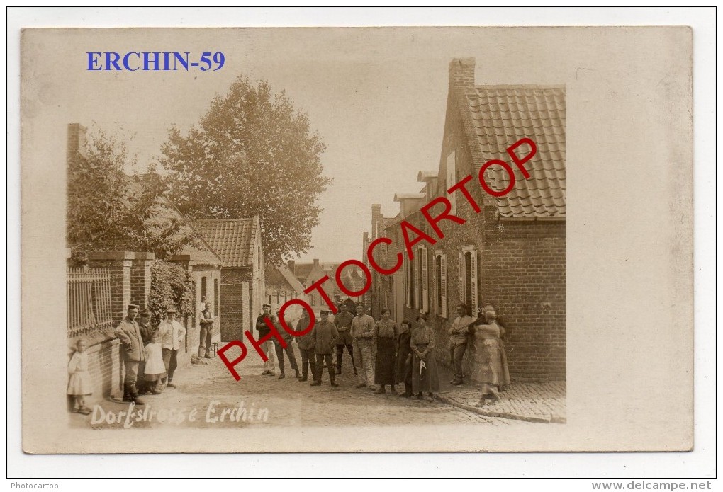 ERCHIN-Soldats-Civils-Enfants-Carte Photo Allemande-Guerre14-18-1WK-Frankreich-France-59- - Autres & Non Classés