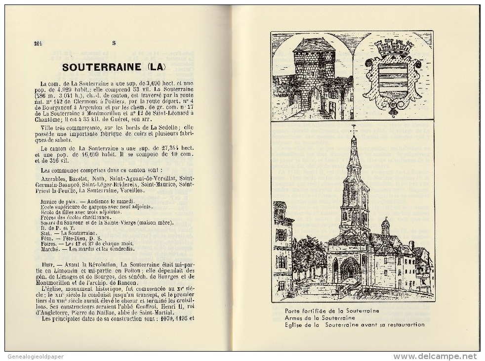 23 - CREUSE - NOUVEAU DICTIONNAIRE HISTORIQUE-GEOGRAPHIQUE ET STATISTIQUE ILLUSTRE DE LA CREUSE- REEDITION DE 1892- 1994 - Limousin