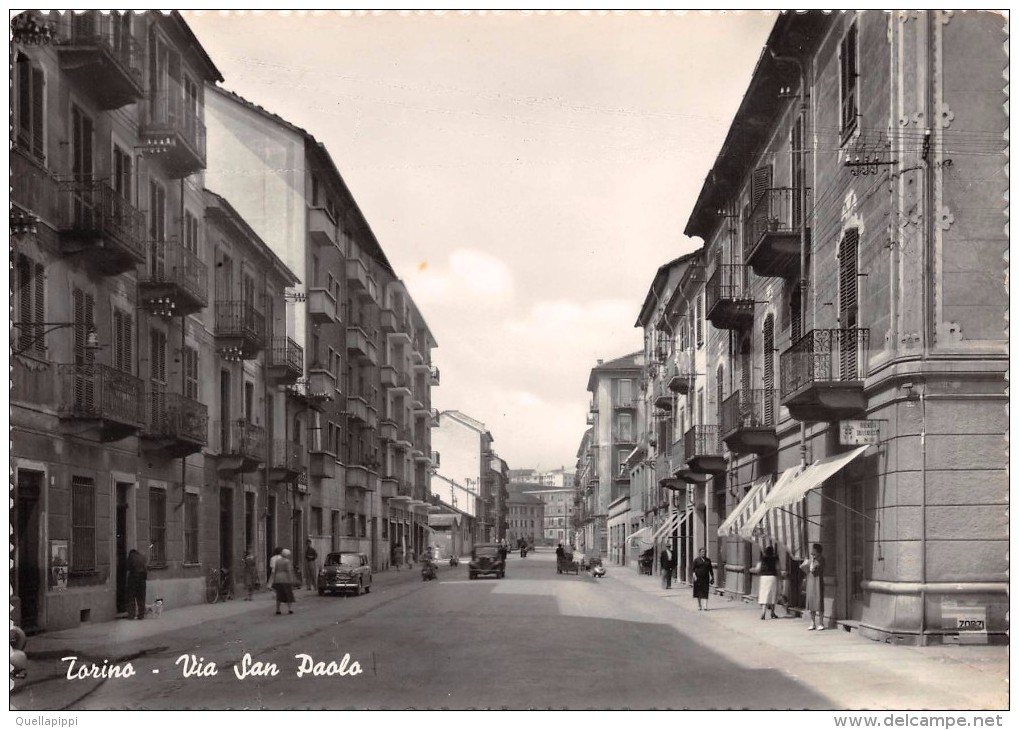 01631 "TORINO - VIA SAN PAOLO" ANIMATA, AUTO ´50/60 CART. ORIG. NON SPEDITA - Autres & Non Classés