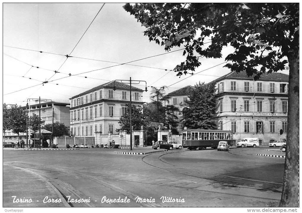 01632 "TORINO-CORSO TASSONI-OSP. MARIA VITTORIA" ANIMATA, TRAMWAY, AUTO. VESPE, GELATI CHIAVACCI. CART. ORIG. NON SPED. - Autres & Non Classés