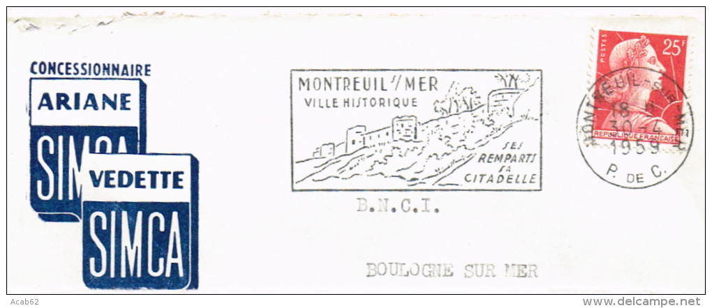 France, Enveloppe, Simca, (Classe Ouverte) Ariane, Vedette - Voitures