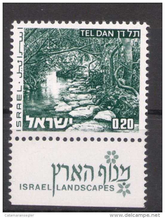 Israel - 1973, Michel/Philex No. : 598 With 1  Phosphorstripe Long  - MNH - *** - Full Tab - Unused Stamps (with Tabs)