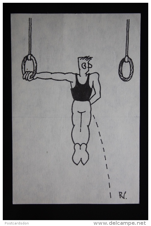 MASTER - Humour Old Postcard - From "Gopak" Ukrainian Caricature Club Set 1990 - Very Rare! - Gymnastics - Gimnasia