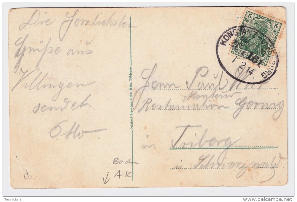 1914, " Villingen " BP-Stp.,   # 1937 - Villingen - Schwenningen